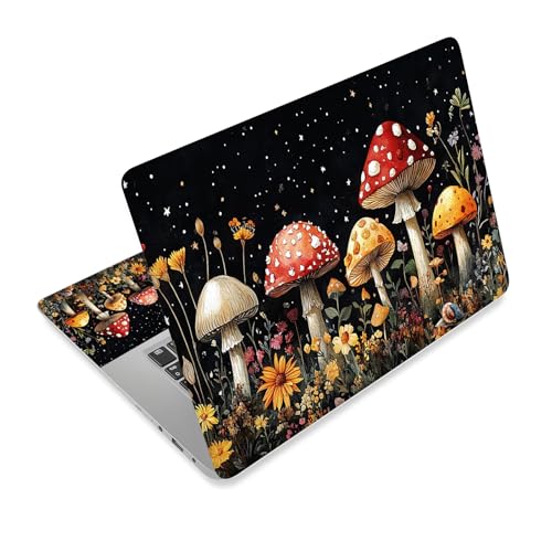 Universal Laptop Skin Sticker Decal,15.6 Inch Laptop Vinyl Cover for 13" 14" 15.6" Laptop,Scratch-Resistant Waterproof Protector Wrap,Reusable with Wrist Pads,Starry Mushroom Field - color: Starry Mushroom Field