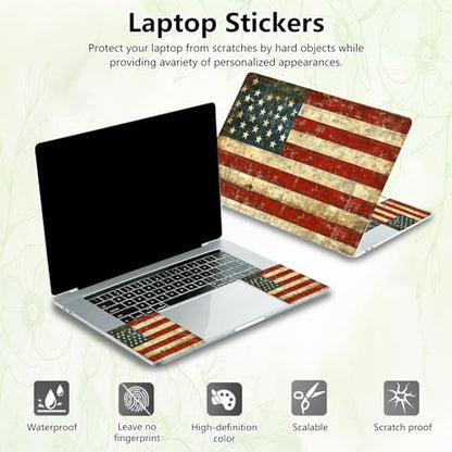 Laptop Skin Sticker Decal, Universal Reusable Vinyl Laptop Cover for 12" 13" 13.3" 14" 15" 15.4" 15.6" Notebook PC, Reusable Waterproof Scratch-Resistant with 2 Wrist Pads,American Flag Retro - color: American Flag Retro