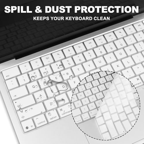 Allinside Keyboard Cover for 2026 MacBook Neo 13-inch A3404 (A18 Pro) & MacBook Air 13"/15" and MacBook Pro 14"/16" (M5 Chip), Premium Silicone Keyboard Protector Skin, US ANSI Layout, White - color: White
