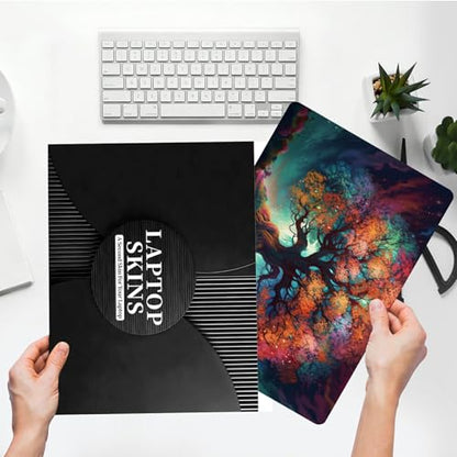 Universal Laptop Skin Sticker with 2 Wrist Pad Skins, Waterproof Scratch Resistant Vinyl Laptop Cover Decal, Cut to Fit for 11–15.6 Inch MacBook HP Dell Lenovo, Fantasy Tree - color: Fantasy Tree