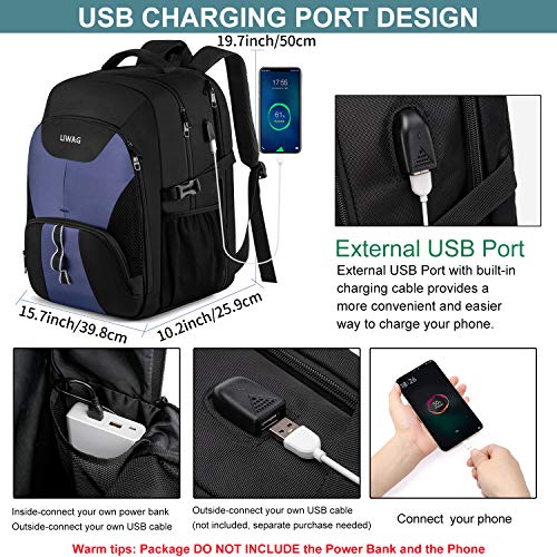 Extra Large Business Travel Backpack, Anti Theft Water Resistant College Backpack Computer Bag Fits 17.3Inch Laptop Notebook, Blue - color: Blue, size: 17inch