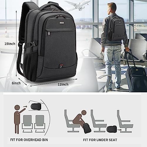 17 Inch Laptop Backpack for Travel with Backpack Rain Cover College Backpack for Men Laptop Bag with USB Charging Port,Black - color: Black With Rain Cover