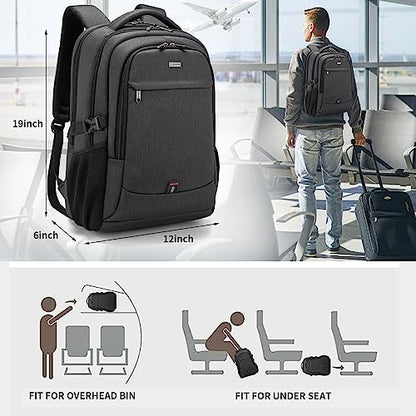 17 Inch Laptop Backpack for Travel with Backpack Rain Cover College Backpack for Men Laptop Bag with USB Charging Port,Black - color: Black With Rain Cover