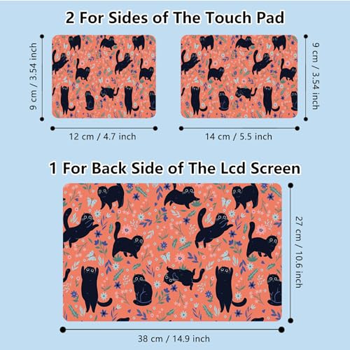 Universal Laptop Skin Sticker with 2 Wrist Pad Skins, Waterproof Scratch Resistant Vinyl Laptop Cover Decal, Cut to Fit for 11–15.6 Inch MacBook HP Dell Lenovo, Cat Pink Flowers - color: Cat Pink Flowers