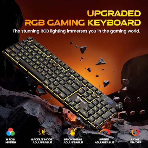 Redragon K521 Pro Wireless Gaming Keyboard with Screen | Mechanical Feeling, Tri-Mode BT/2.4G/USB-C, RGB Keyboard, 12 Multimedia Keys, Programmable Software, Full-size keyboard - color: Glossy Black