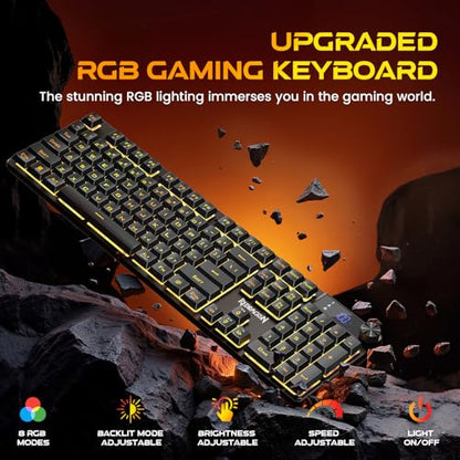 Redragon K521 Pro Wireless Gaming Keyboard with Screen | Mechanical Feeling, Tri-Mode BT/2.4G/USB-C, RGB Keyboard, 12 Multimedia Keys, Programmable Software, Full-size keyboard - color: Glossy Black