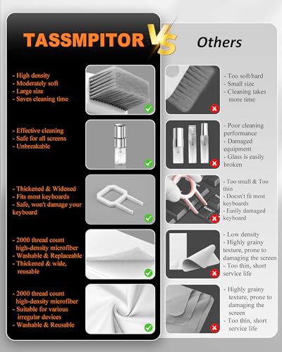 All-in-1 Keyboard Cleaner Laptop Cleaning Kit,Computer Screen-Safe Tools | MacBook iPad iPhone,Electronics Brush Tool for PC Camera Lens Earbuds,Deep Cleaning Spray Cloth, High-Density Soft Brush - color: Coffee Brown
