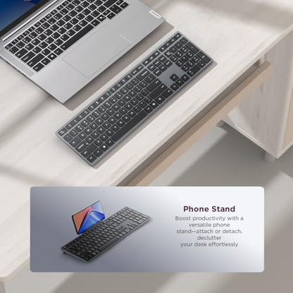 Lenovo 700 Modern Wireless Keyboard, 2.4 GHz Dongle & Dual Bluetooth Connection, AES-128 Encryption, 36 Month Battery Life, Luna Grey - size: Keyboard