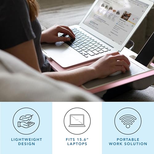 LAPGEAR Home Office Lap Desk – Pink, Fits 15.6” Laptops - color: Blush Pink, size: Home Office W/Device Ledge