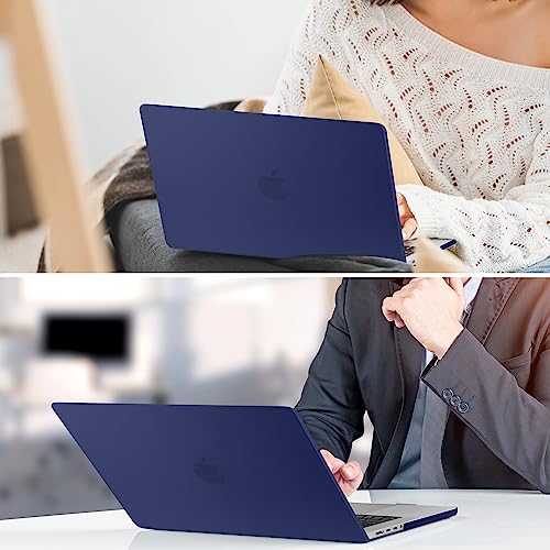 TWOLSKOO Compatible with MacBook Air 13 inch Case M5 2026 M4 2025 M3 M2 2024-2022 A3449 A3240 A3113 A2681, Plastic Hard Shell & Keyboard Cover & Screen Film for MacBook Air 13.6 inch, Navy Blue - color: Frosted Navy Blue