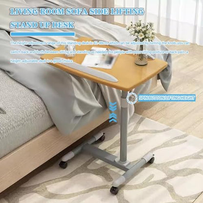 Adjustable Height Standing Desk, Living Room Mobile Sofa Side Table, Conference Room Lifting Table with Rollers, Folding and Rotating Laptop Desk