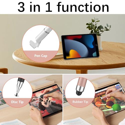 3 in 1 Stylus Pen for Touchscreen,iPad,iPhone,Stylus Pens | LAPOCOVER Stylus Pens,High Precision & Sensitivity, Compatible for iPad/Android Tablets, Laptop and Touchscreens - color: Black/White/Rose Gold