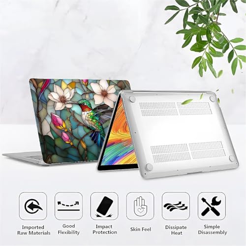 for MacBook 12 Inch Release 2015/2016/2017 Model A1534 Clear Computer Case,Novelty Premium Pattern Hardshell Laptop Case 3D Stained Flower Looking Hummingbird - color: 3D Stained Flower Looking Hummingbird, size: A1534(12 inch)-Clear