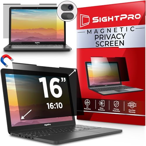 Magnetic Laptop Privacy Screen 16 Inch 16:10 - Patented Removable Laptop Privacy Filter Shield and Protector - size: Laptop 16 Inch 16:10