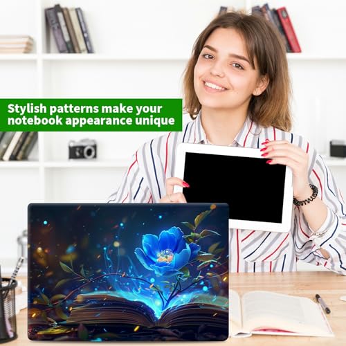Laptop Skin Sticker Decal, Universal Protective Cover Fit 12 13 14 15.6 Inch Notebook, Reusable Water-Resistant Vinyl Decal w/ 2 Wrist Pads for Business Travel Office, Book Flower - color: Book Flower