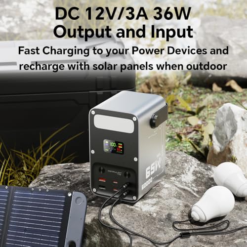 Portable Charger 60000mAh Power Bank 65W Fast Charging USB C Battery Pack | PD 65W ,LiFePO4 Battery ,DC 12V/3A Output , LCD Display for iPhone 17, Samsung, iPad,MacBook & Camping