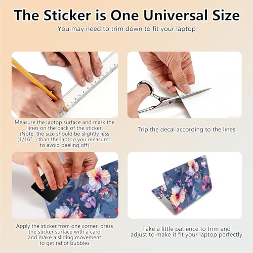 Laptop Skin Sticker Decal 15.6 Inch,12 13 13.3 14 15 15.6 in Laptop Netbook Skins for Notebook,Art Decal Removable Waterproof Scratch Resistant,Universal Vinyl Cover,Blooming Hibiscus - color: Blooming Hibiscus
