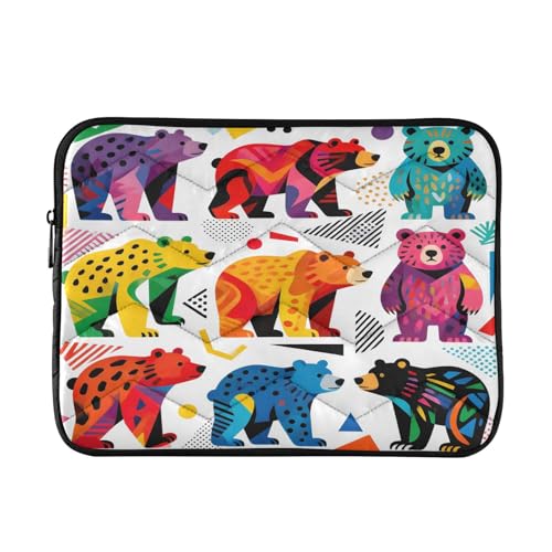 Abstract Bear Group 15-16 Inch Quilted Laptop Sleeve Case Soft Notebook Protector Bag Computer Carrying Case - color: Abstract bear group, size: Large