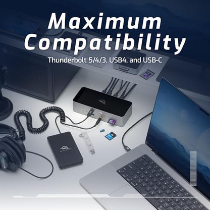 OWC Thunderbolt 5 Dock 11-Port Connectivity Solution | 4x Thunderbolt 5 80/120Gb/s - 140W PD - 2x USB-A (10Gb/s) - USB-A (5Gb/s) - 2.5GbE - SD & microSD reader - Audio in/out - size: DOCK, style: Thunderbolt 5