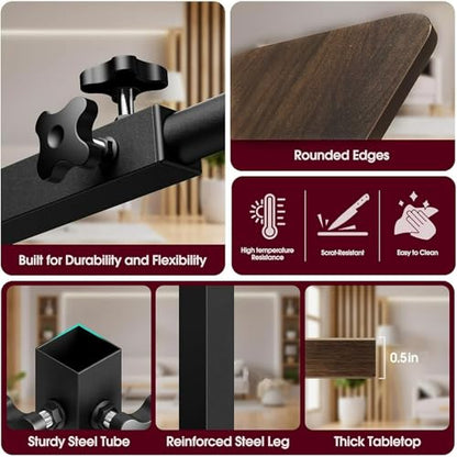 TV Tray Table for Couch, 360° Swivel & Height Adjustable C-Shaped End Table Slides Under Sofa – Space-Saving Laptop Desk & Snack Stand, Laptop Desk & Side Table for Small Spaces, Rustic Brown