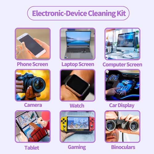 Phone Touch Screen Cleaner Mist Spray and Wipe, Hatstart Pristine Eyeglass Cleaning Kit for TV Laptop Computer Tablet PC LCD Flat Screens Car Display, Compatible with iPhone iPad MacBook Pro, Purple - color: Purple