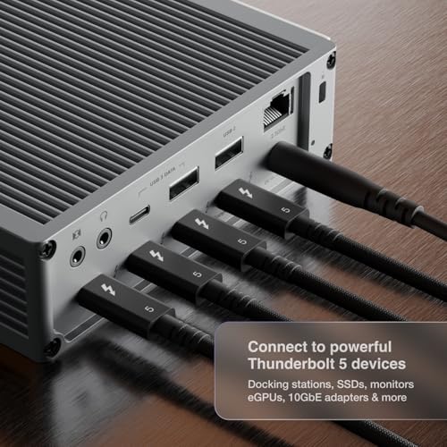 CalDigit Thunderbolt 5 Pro Braided Cable - 120Gbps 240W Power Delivery, Compatible with Thunderbolt 3, 4, USB4 Type C, MacBook Pro, iMac, iPhone 17 Max, Black (1m/3.28ft/39.37")