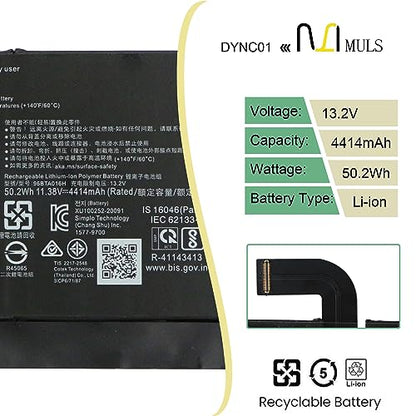 MULS 96BTA016H DYNC01 Laptop Battery for Microsoft Surface Pro 8 1983 1982 | 96BTA015H 11.38V 4414mAh 50.2Wh with Tools, Perfect Compatibility, Extended runtime, Multi-Protection Safety