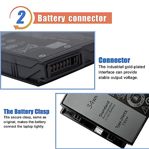 ASODI 34Wh J7HTX 7XNTR Laptop Battery Compatible with Dell Latitude 7220 7202 7212 Rugged Extreme Table Series 02JT7D FH8RW J82G5 T03H T03H001 T03H002 7.6V 4342mAh - size: 9.72*3.19*1.34 inches J7HTX