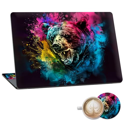 Laptop Skin Sticker Decal 15.6 Inch,12 13 13.3 14 15 15.6 in Laptop Netbook Skins for Notebook,Art Decal Removable Waterproof Scratch Resistant,Universal Vinyl Cover,Colorful Bear - color: Colorful Bear