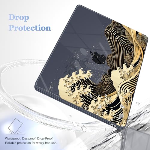 May Chen for MacBook Air 15 inch Case M5 M4 M3 M2 2026 2024-2023, Model A3448 A3241 A3114 A2941, Closes Seamlessly Hard Shell Laptop Cover with Keyboard Cover, Black Sea Wave - color: Black Sea Wave