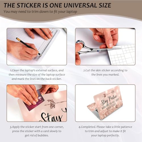 Laptop Skin 12.1-15.6 inch Removable Universal Reusable Laptop Sticker Decal,Waterproof No Residue Vinyl Cover,Scratch-Resistant Cuttable Full Wrap Sticker for Notebook, Stay Positive Work Hard Quote - color: Stay Positive Work Hard Quote