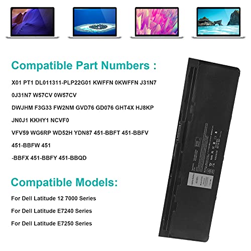 Fancy Buying New E7240 12.5" Battery for Dell Latitude E7250 GD076 Ultrabook X01 PT1 451-BBFX 451-BBFW 451-BBFT 451-BBFV 451-BBFY WD52H HJ8KP GHT4X J31N7 VFV59 GVD76 KWFFN NCVF0 W57CV - size: 12.19*7.27*0.24inch E7240