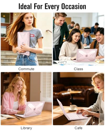 Fintie Rugged Case for MacBook Neo 13 Inch A3404 2026, Blush | Heavy Duty, Fingerprint Resistant, Shock-Absorbing, TPU Bumper, Hard Shell, Snap-On Cover, Work Travel Study Daily Use - color: Blush