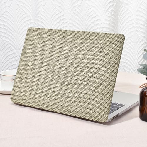 Seorsok Compatible with MacBook Pro 13 inch Case M2 2023,2022,2021-2016 A2338 M1 A2251 A2289 A2159 A1989 A1708 A1706,Elegant Leather Plastic Hard Case&Keyboard Cover,Flaxen Woven Fabric No Logo Cutout - color: Flaxen, size: Pro 13 (A2338 M1 A2251 A2289 A2