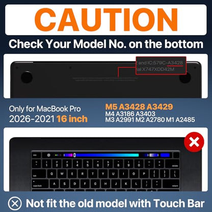 Soonjet for MacBook Pro 16 inch Case M5 M4 M3 M2 M1 2026-2021 Laptop Cover | 100% Color Match, Space Black Clear Matte, Anti Scratch & Fingerprint & Crack, Protective Hard Shell, Ultra Thin, Snap on Fit - color: Space Black Clear