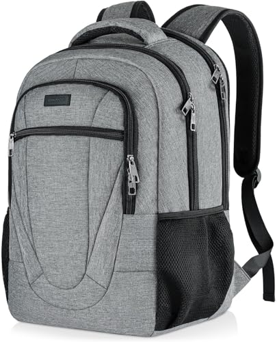 BIKROD Travel Laptop Backpack, Backpacks for School College Teens, Business Anti Theft Slim Sturdy Backpack for Woman and Men, Adult Computer Work Backpack for 17 IN Laptop, Grey - color: Grey, size: 17.3 Inch