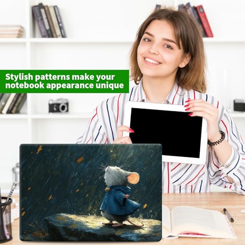 Laptop Skin Sticker Decal, Universal Protective Cover Fit 12 13 14 15.6 Inch Notebook, Reusable Water-Resistant Vinyl Decal w/ 2 Wrist Pads for Business Travel Office, Hamster Raindrops - color: Hamster Raindrops