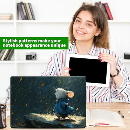 Laptop Skin Sticker Decal, Universal Protective Cover Fit 12 13 14 15.6 Inch Notebook, Reusable Water-Resistant Vinyl Decal w/ 2 Wrist Pads for Business Travel Office, Hamster Raindrops - color: Hamster Raindrops