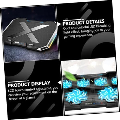ARTIBETTER RGB Led Laptop Cooler Pad Gear Adjustable Height Fan Cooling Design with LCD Touch Control USB Powered for Gaming and Workstation Use