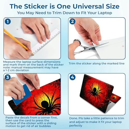 Reusable Universal Laptop Skin Sticker, Cut to Fit for 11.6–15.6 Inch Laptops, Waterproof Protective Film, No-Residue - Solar Spider Emblem - color: Solar Spider Emblem
