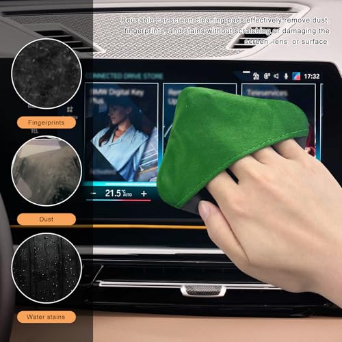 Car Screen Cleaner, Microfiber Dashboard Cleaning Wipes, Vehicle Touch Screen Pad Universal Cleaning Tool for Vehicle Dashboard Display, Car Cleaning Kits (Green & Gray) - color: Square, Green & Gray, 1 Pcs