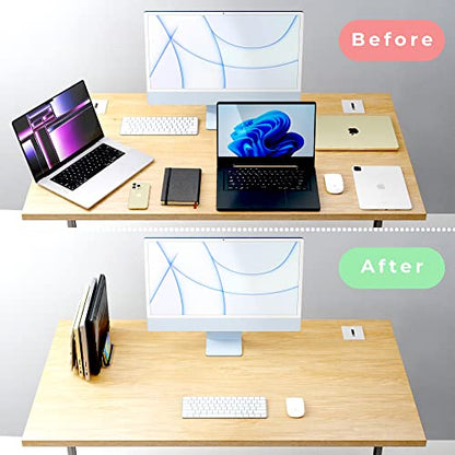 Adjustable Laptop Stand, 5 Slots, Aluminum Space-Saving, for Apple MacBook/Surface/Galaxy/Tablet/iPad/iPhone, Silver - color: Silver