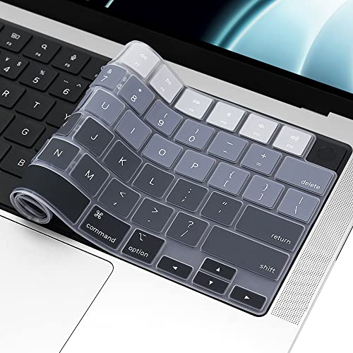 ProElife Keyboard Cover Skin for MacBook Air 13/15 Inch M5 M4, Ombre Gray | US Enter, Ultra Thin (0.26 mm), Silicone Protective Skin, Easy to Apply, Washable & Reusable, Dust-proof, Precision Molded - color: Ombre Gray