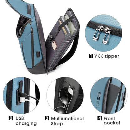 BANGE Business Smart Backpack Waterproof fit 15.6 Inch Laptop Backpack with USB Charging Port,Travel Durable Backpack - color: Light Blue