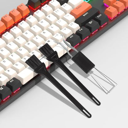 ZUFECY 3-Pc Keyboard Cleaning Tool Set: Keycap Puller & Dual Brushes for Home, Office and Shared Spaces