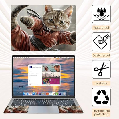 Laptop Skin Sticker 3-Piece Set,Cute Cats | Trim-to-fit 3-piece vinyl set with one 15 x 10.6 in lid skin and two palm-rest decals for many 12-15.6 in laptops - color: Cute Cats