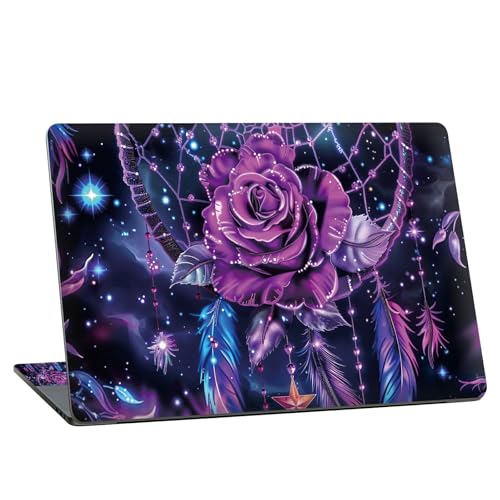 Universal Laptop Skin Sticker with 2 Wrist Pad Skins, Waterproof Scratch Resistant Vinyl Laptop Cover Decal, Cut to Fit for 11–15.6 Inch MacBook HP Dell Lenovo, Dream Purple Rose - color: Dream Purple Rose
