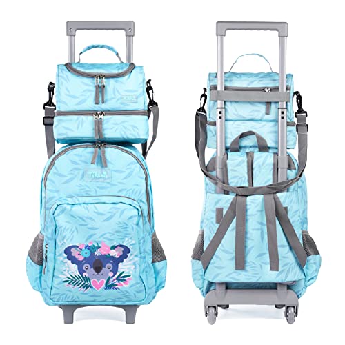 Tilami Rolling Backpack 18 inch Double Handle with Lunch Bag Wheeled Kids Backpack for Girls and Boys, Koala - color: Koala