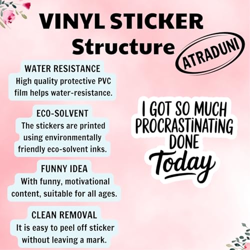 (3Pcs) Funny Procrastination Stickers I Got So Much Procrastinating Done Today Vinyl Sticker Pack Waterproof Decals for Laptop Water Bottle Tumbler Kindle Notebook Office Humor Gifts - color: I Got So Much Procrastinating