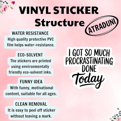 (3Pcs) Funny Procrastination Stickers I Got So Much Procrastinating Done Today Vinyl Sticker Pack Waterproof Decals for Laptop Water Bottle Tumbler Kindle Notebook Office Humor Gifts - color: I Got So Much Procrastinating
